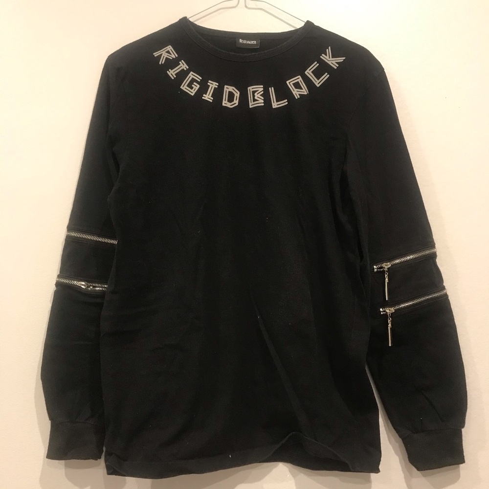 Rigidblack Zip Sleeves Black Hoodie